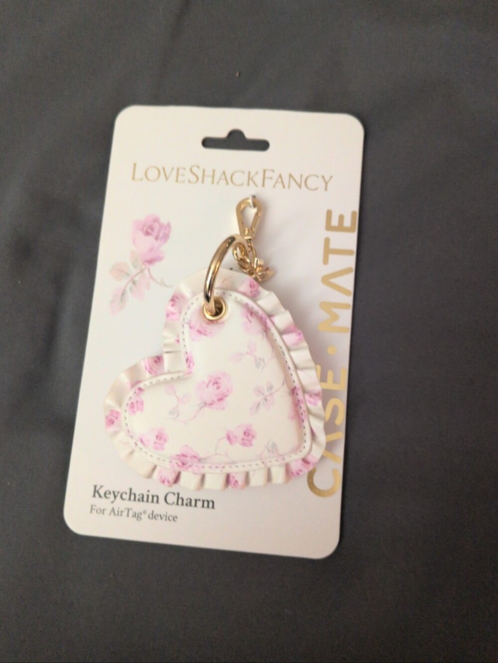 LoveShackFancy Heart Keychain Airtag Holder Target Collab